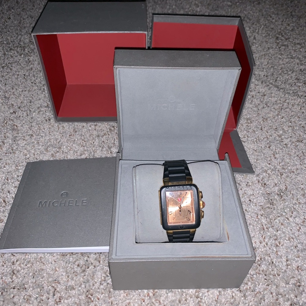 Black and Gold Michele Jelly Bean watch